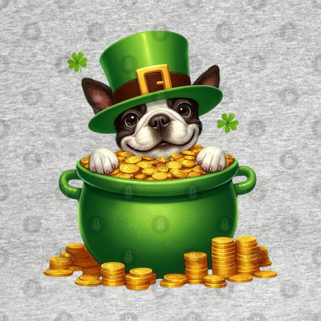 St Patricks Day Boston Terrier Dog by Chromatic Fusion Studio